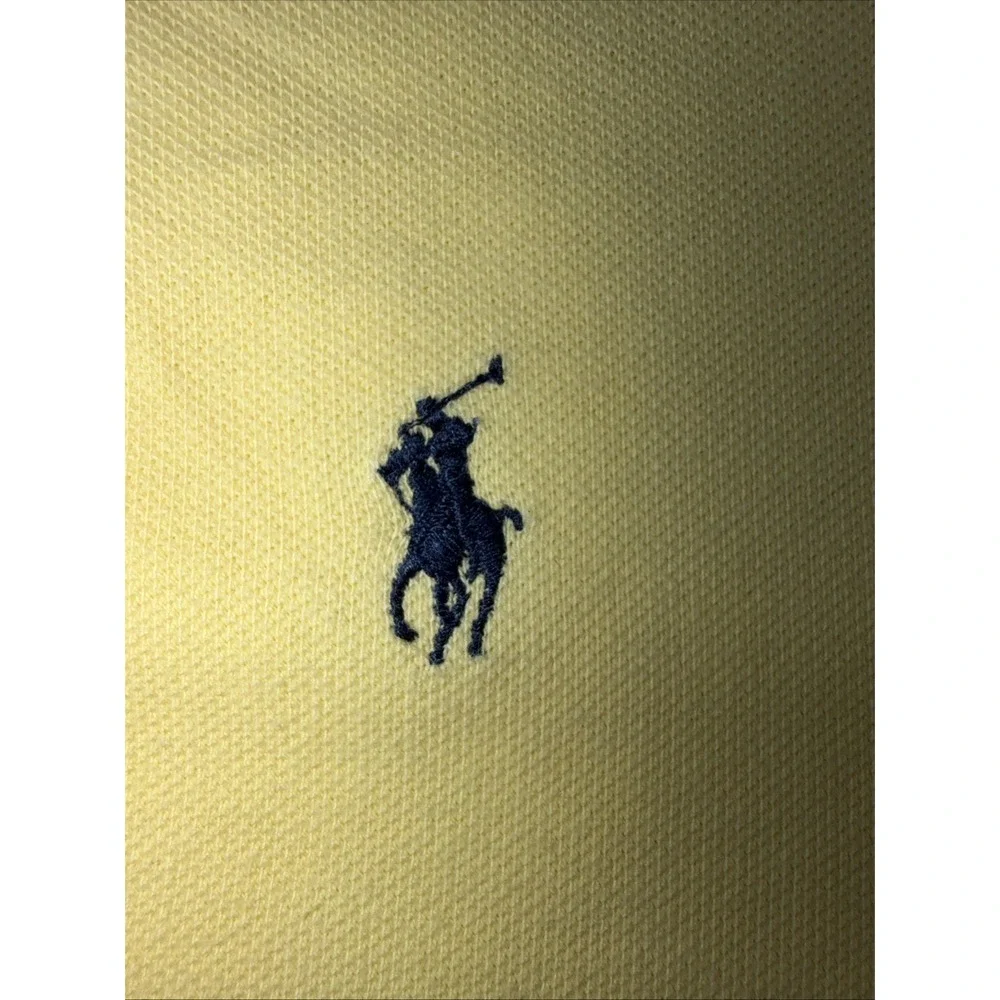 Ralph Lauren Polo Shirt Mens Small Yellow, Navy Blue Pony Casual Short Sleeve